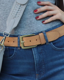 Robyn | Classic Vintage Gold Buckle Leather Belt for Jeans